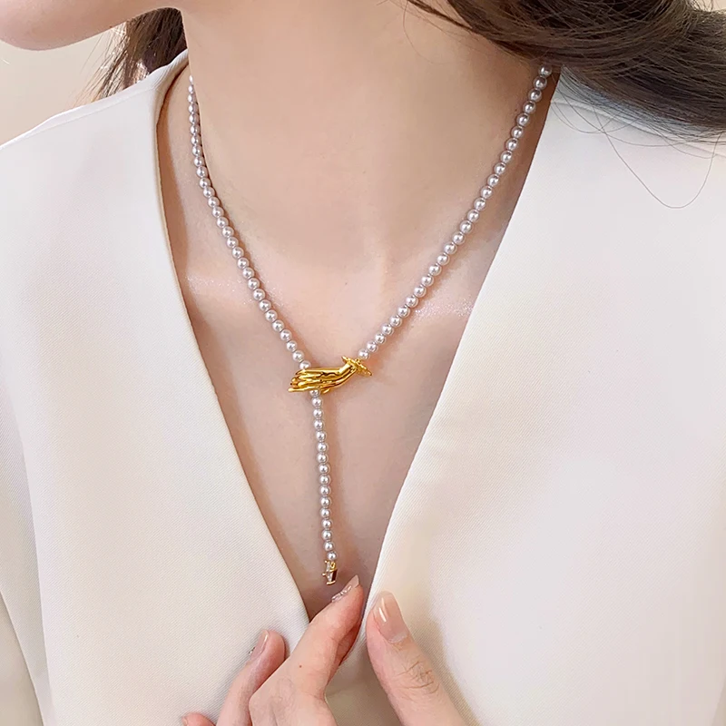 Французское легкое роскошное ручное жемчужное ожерелье для женщин новинка 2024