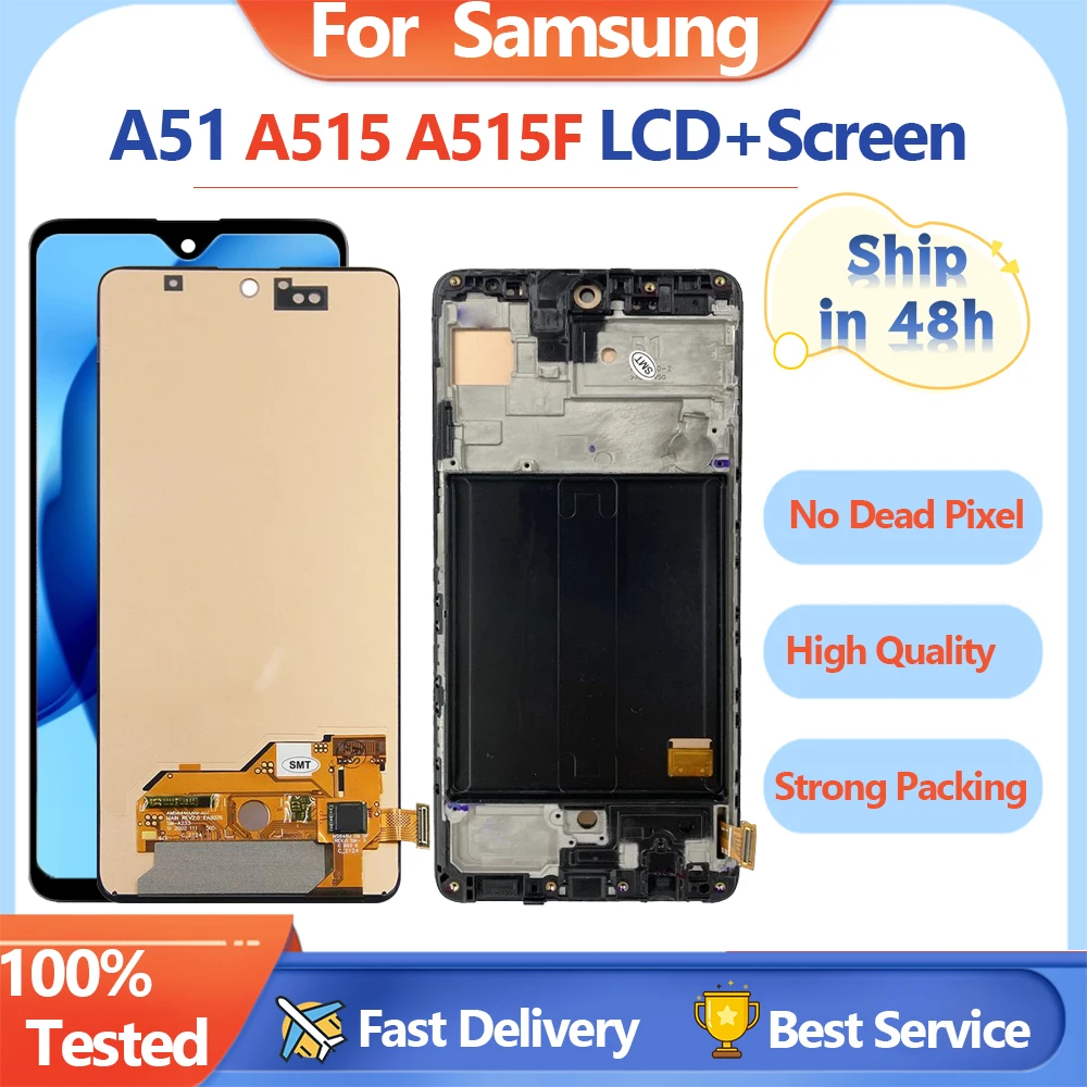 

6.5''Display For Samsung Galaxy A51 LCD Display Touch Screen Digitizer Panel With Fingerprints For Samsung A515 A515F LCD With F