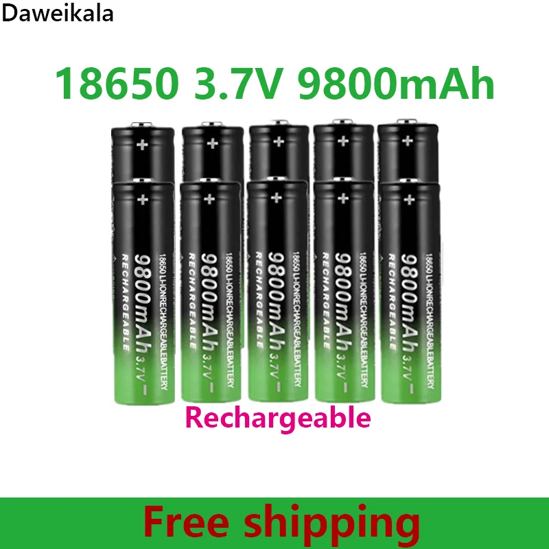 

10pcs 18650 Battery High Quality 9800mAh 3.7V 18650 Li-ion Batteries Rechargeable Battery for Flashlight Torch + Free Delivery