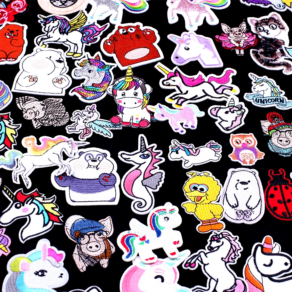 

Cartoon animals Unicorns Patche Applique Embroidery Diy Badges Applique Sewing for T-Shirt Fabric Patches Custom Sticker Iron on