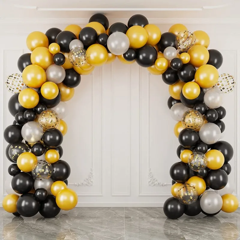 

150Pcs Black Gold Balloons Garland Arch Kit Confetti Ballon for Bridal Shower Birthday Wedding Bachelorette Party Backdrop Décor
