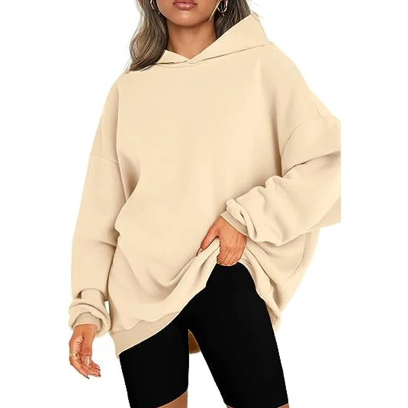 

Women Loose Fleece Hoodie Sweatshirt Casual Long Sleeve Drop Shoulder Top Athletic Trendy Sweatshirt Sweater 517D