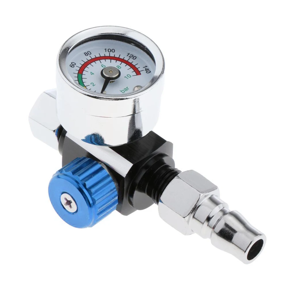 

Truck G1/4 Paint Spray Nozzle Air Pressure Regulator Compressor Valve Gauge 0-10Bar Aluminum Alloy Blue Universal