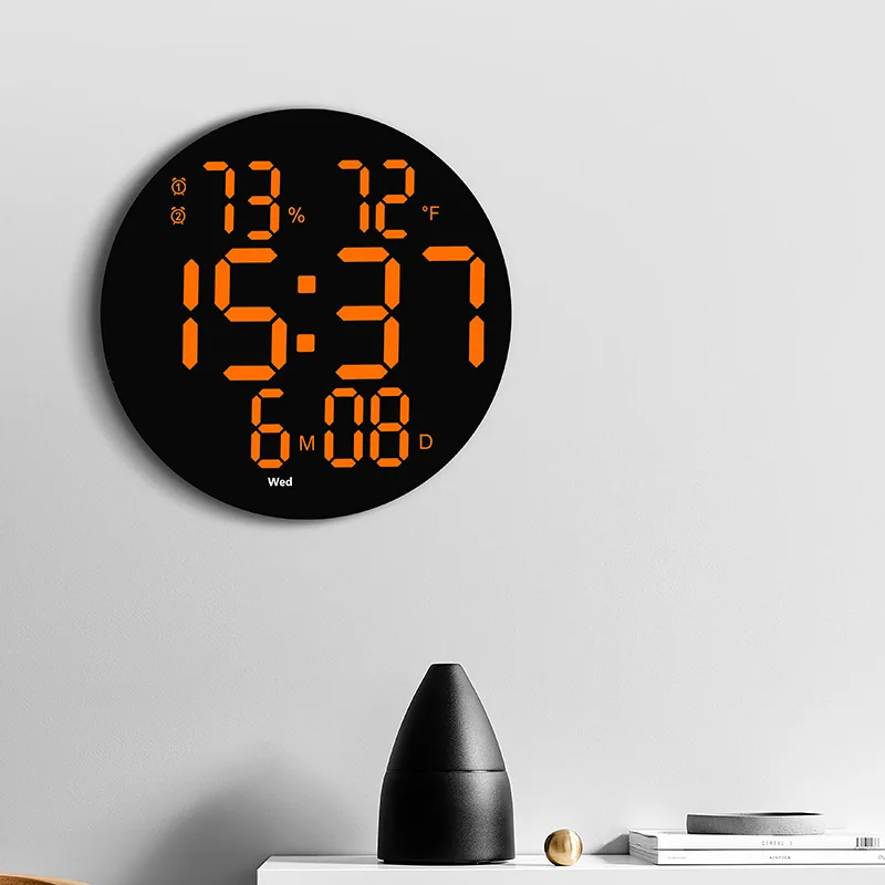 

10 inch Led Digital Clock Alarm with Calendar Smart Brightness Temperature Thermometer Modern Home Wall Led Wall Clock Watch