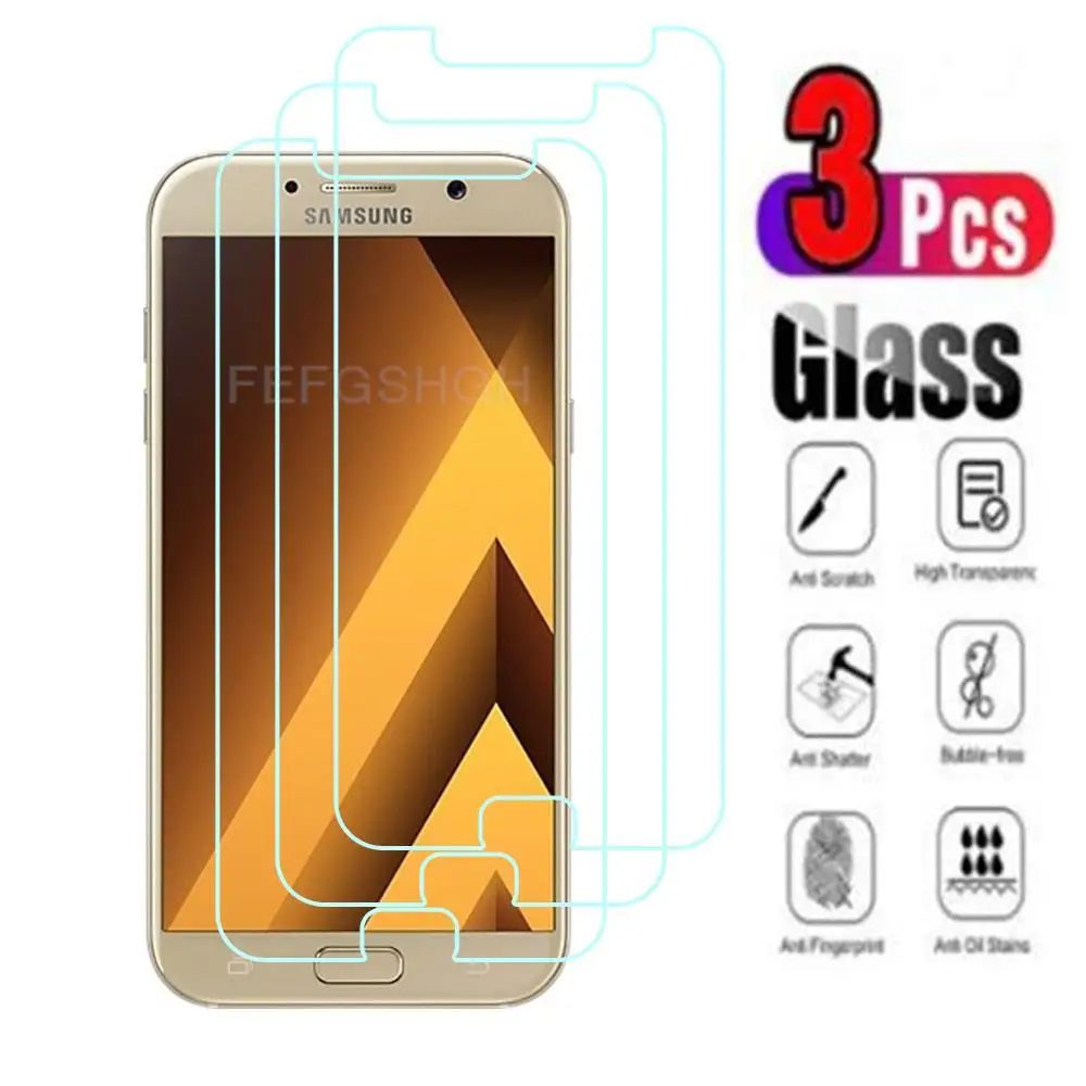

3 шт. 9H защитное закаленное стекло для Samsung Galaxy A7 2017 5,7 "SM- A720F защита для экрана Защитная пленка