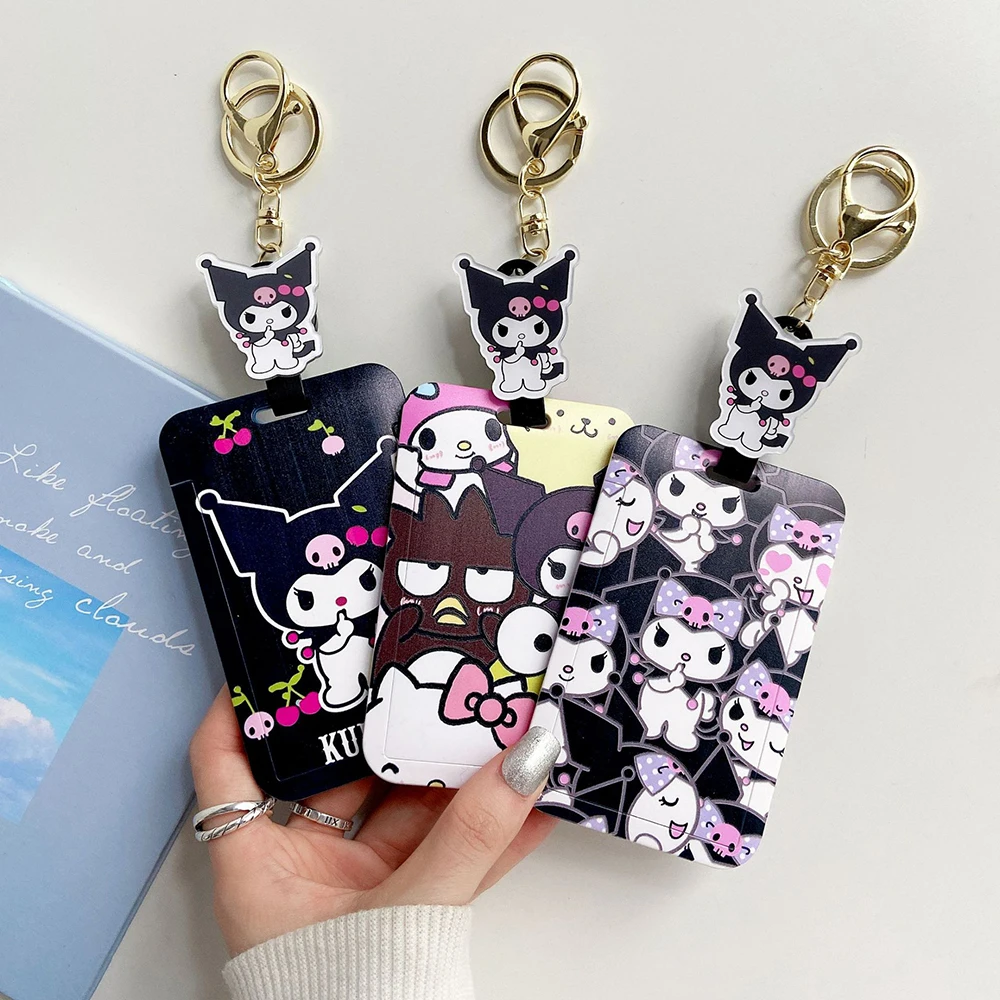 

Kawaii Sanrio Anime Keychain Retractable Card Holder Kuromi Serie Credit Card ID Card Holder Student Bus Card Cover Holiday Gift