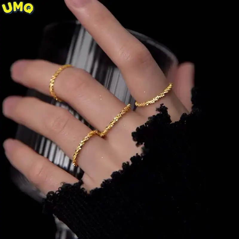 

ShimmeCopy чистое 24K золотое кольцо серебряные женские Ins безразличие ветер нишевое высокое чувство света роскошный индекс отпечатков пальцев 18K...