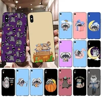 fhnblj cartoon raccoon phone case for iphone 11 12 pro xs max 8 7 6 6s plus x 5s se 2020 xr cover