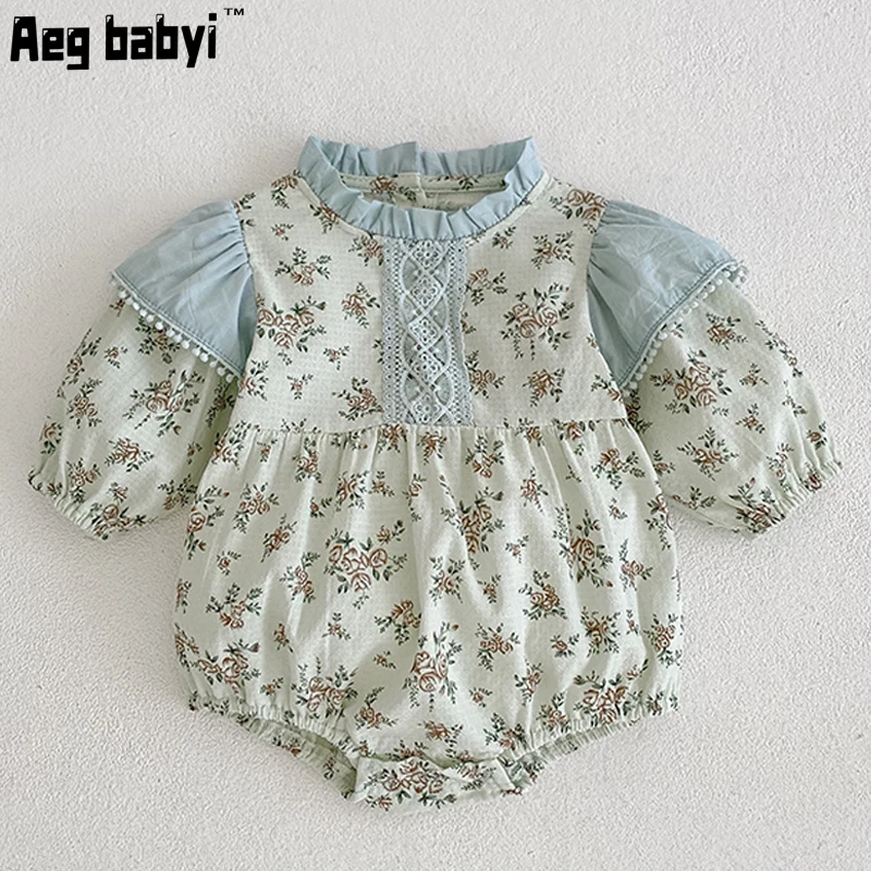 

Baby Girls Clothes Spring Infant Baby Girls Jumpsuit Lace Ruffle Cute Long Sleeve Newborn Baby Bodysuits Cotton Infant Clothing