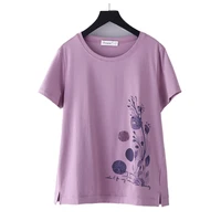 womens tee lady summer tops cotton loose short sleeve tees female large size printing t shirt basic large size m 4xl