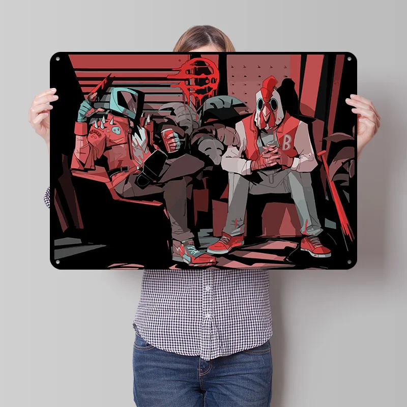 Фото Металлический 3D-постер Hotline Miami с текстурой, настенное искусство, жестяная табличка, подарок для мужской комнаты, декор для спальни, украшение интерьера №1