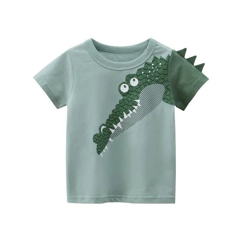 Boy Summer Short Sleeve T-Shirts Casual Cartoon Crocodile Tee Shirt Toddler CrewNeck Top Kids Wear Children Fashion Clothing