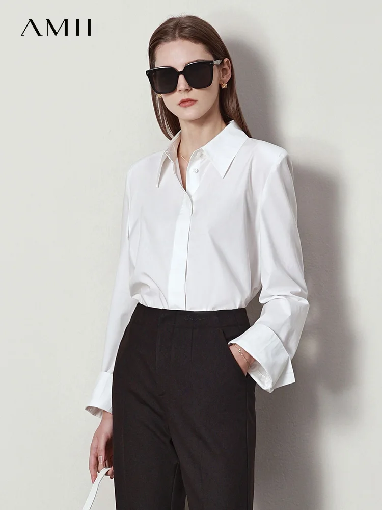 Amii Minimalist Spring Summer Woman Shirt  Elegant Fashion Regular Casual Shirts Office Lady Blouse Female Clothing 12270015