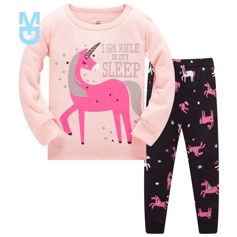 

New Unicorn Girls Pajamas Set Kids Baby Spring Autumn Sweet Suit Cartoon Infantil Children Sleepwear Clothes