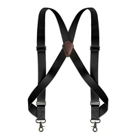 Heavy Duty Trucker Suspenders for Men Work 3.5cm Wide X-Back with 2 Side Clips Hooks Adjustable Elastic Big Tall Trouser Braces