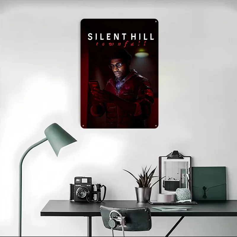 Фото Постер с 3D-текстурой по игре Silent Hill: Townfall, персонализированное настенное искусство, ретро-металлические таблички для винтажного декора комнаты №4