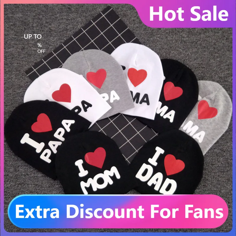

Шапки-бини для новорожденных, вязаные шапки Love PAPA MAMA, теплая Милая шапка на весну и осень, детские шапки для младенцев, мальчиков и девочек