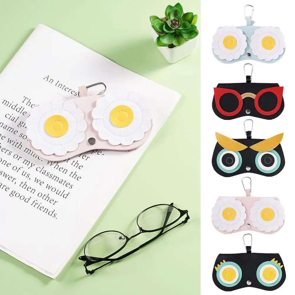 

1PCS Cartoon PU Leather Glasses Case Portable Glasses Protection Bag Storage Pendant Fashion Cute Sunglasses Storage Accessories