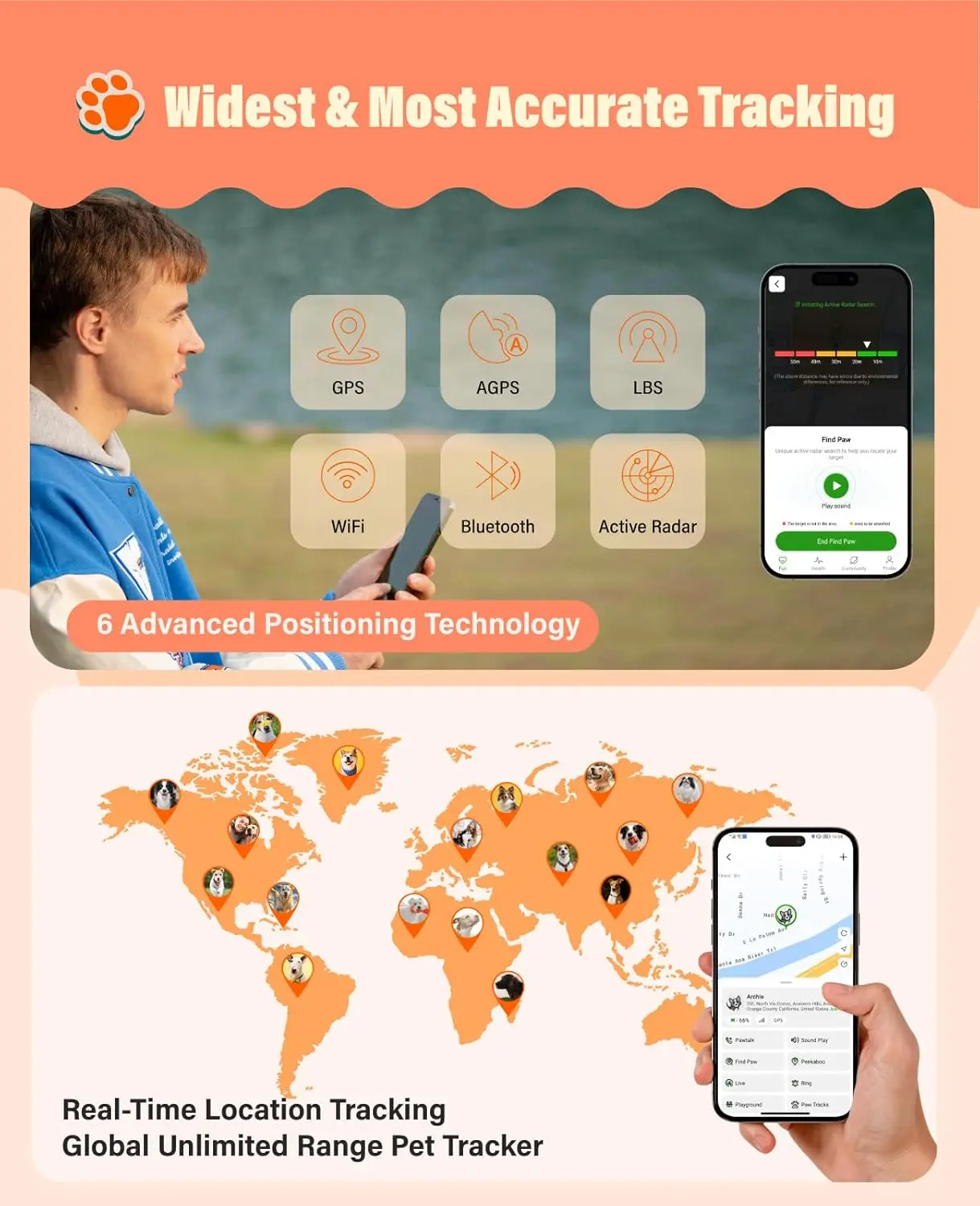 Фото GlocalMe PetPhone GPS-трекер для собак и кошек, оповещения о здоровье с искусственным интеллектом, отслеживание в реальном времени, виртуальный забор №4