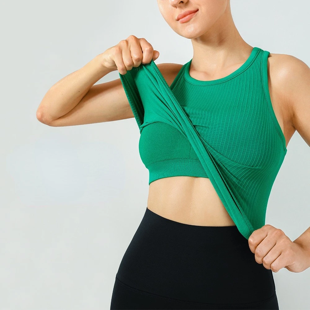 

Women Yoga Vest Gym Sports Vest Fitness Running Tank Top Removable Pads Sleeveless Running Shirt Gym New Yoga Top Sport Tops