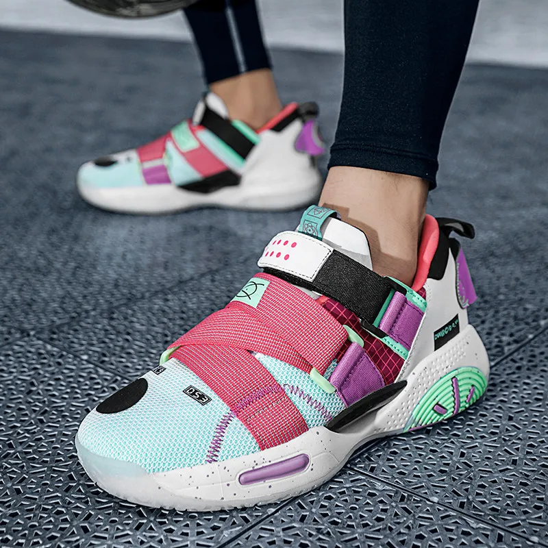 New Designer Men Shoes Mixed Colors Fashion Man Basketball Sneakers Mesh Breathable Professional Sport Shoes Male basket homme