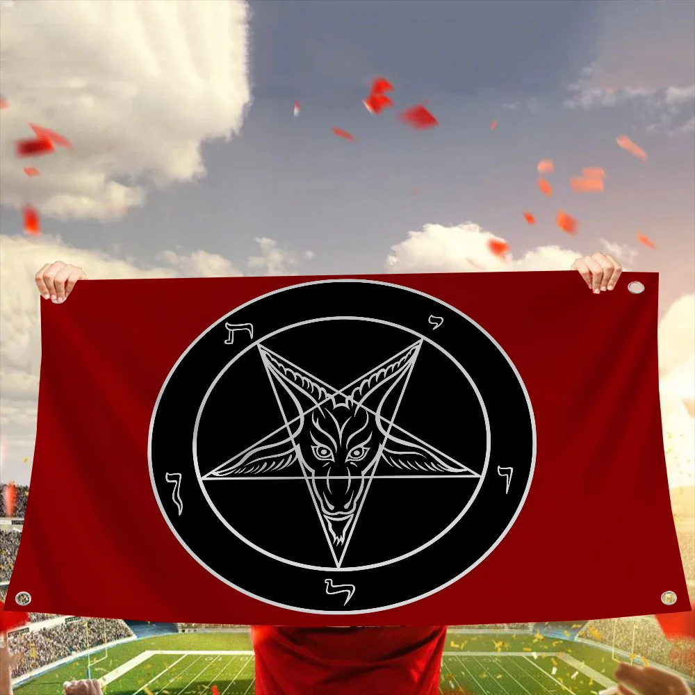 Флаг Baphomet Церковь Сатаны баннеры флаг с четырьмя отверстиями полиэстеровый