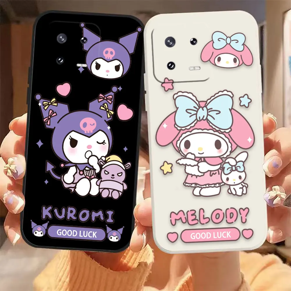 

Anime Cute kuromi Melody Phone Case For Xiaomi 13 12 12T 12S 11 11T 10 10S 9 8 Pro Ultra Lite Colour Liquid Case Funda Shell