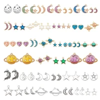 30pcs random mixed enamel and alloy star moon planet charms pendant for jewelry making earrings bracelet necklace accessory
