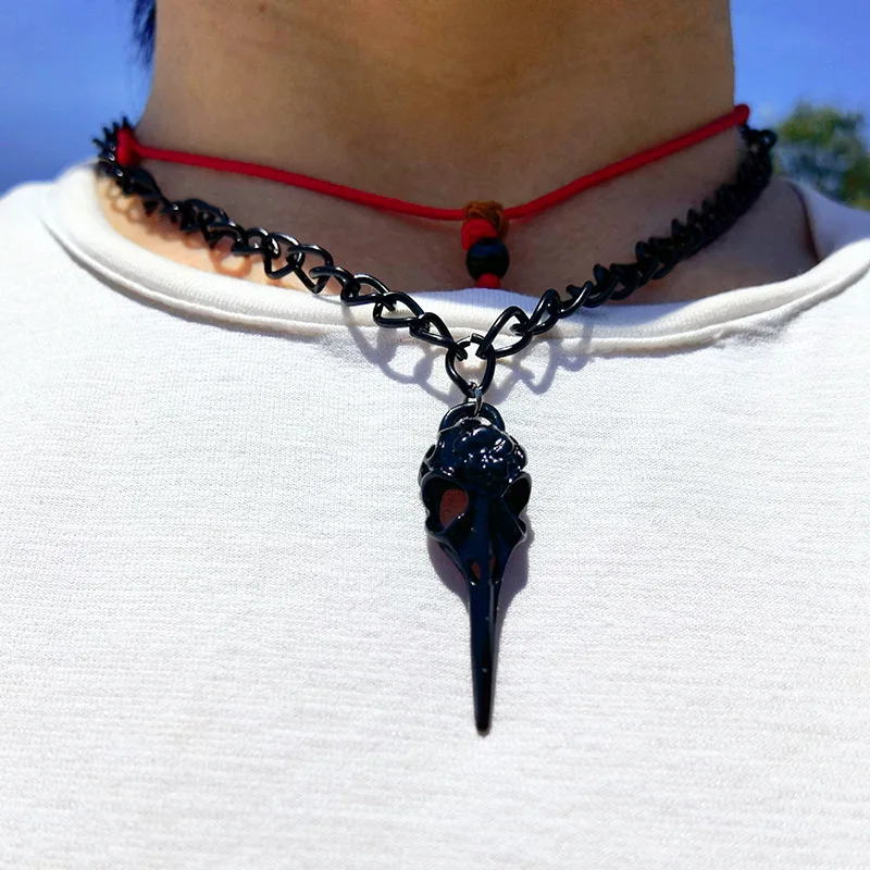 

Hot Sale New Gothic Retro Fashion Evil Bird Skull Necklace Pagan Witchcraft Black Crow Necklace Jewelry