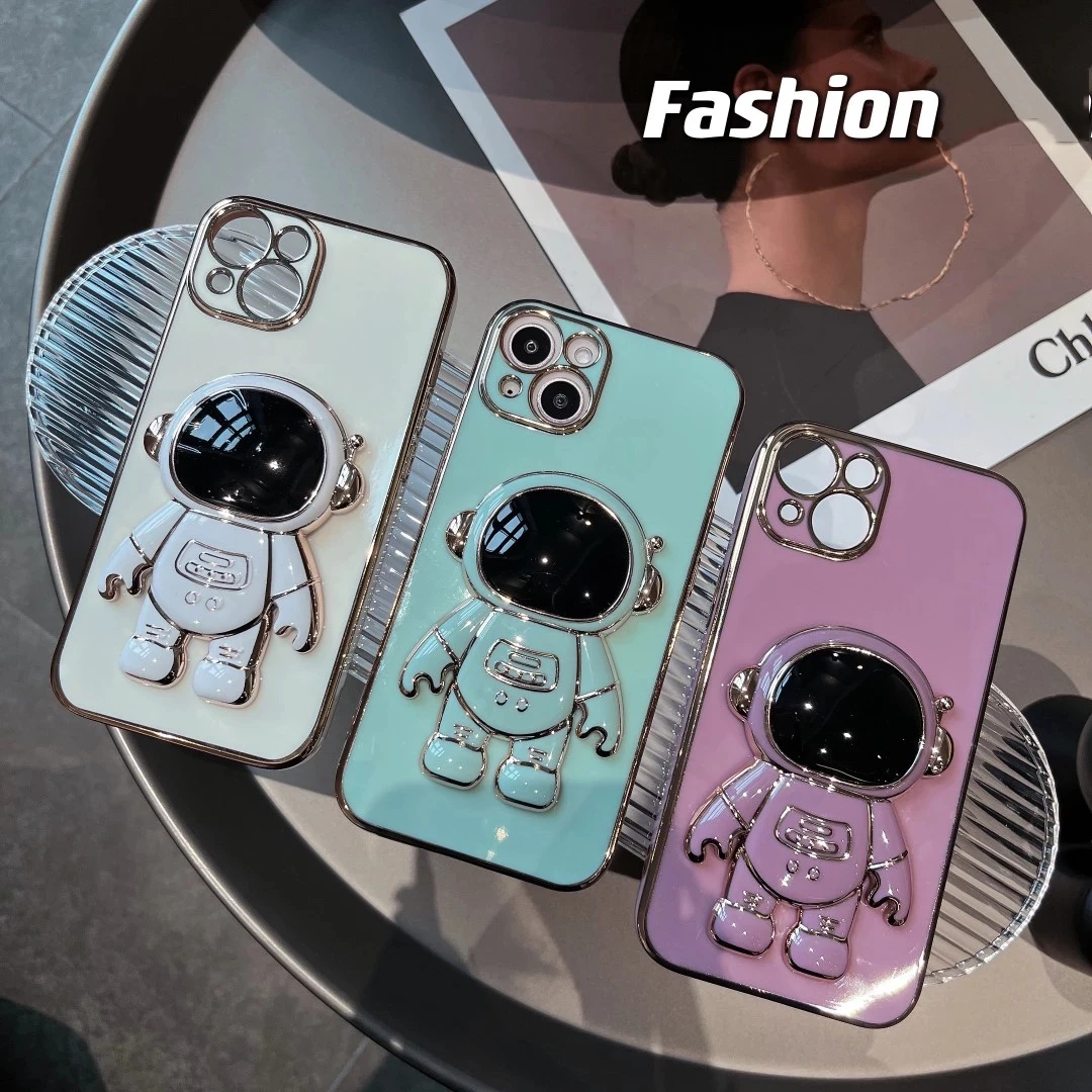 

Foldable 3D Spaceman Stand Holder Phone Case for Huawei Mate 30 40 40E Pro Honor 20 50 Nova 5i 7 P20 P30 P40 Pro Electroplated