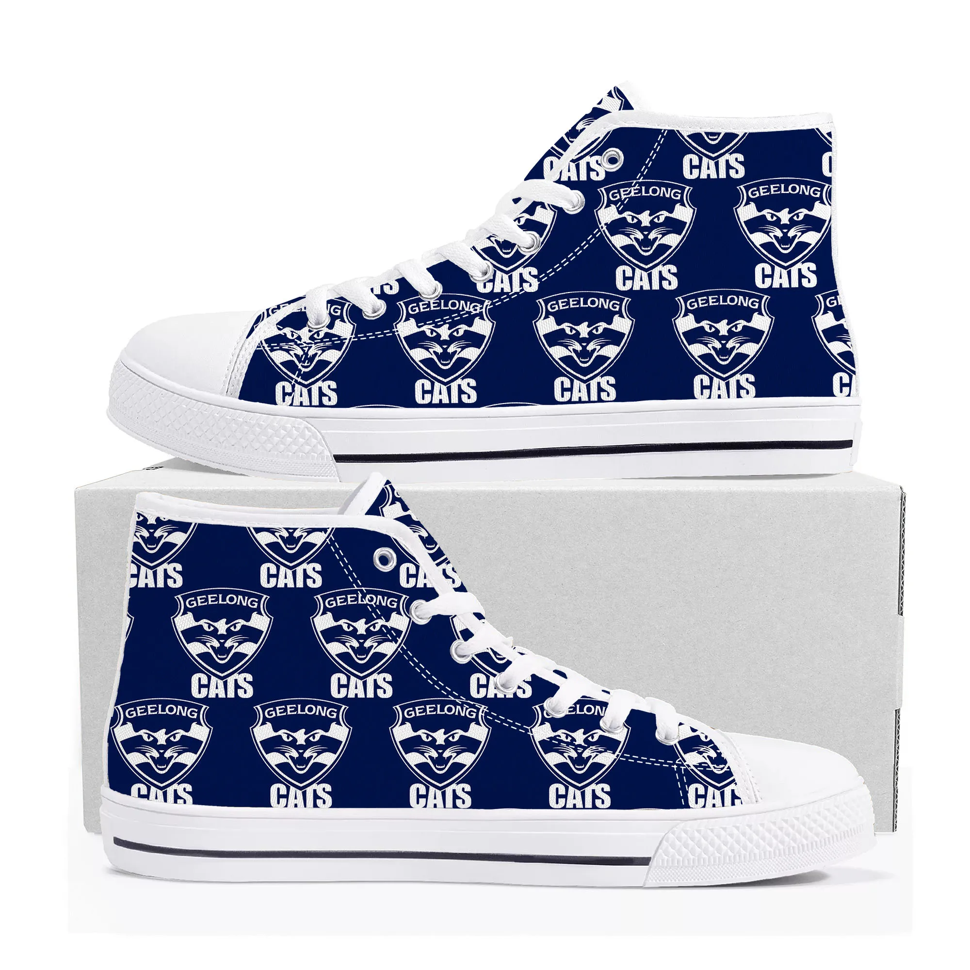 

Кроссовки Geelong с рисунком кошки, австралийский футбол, высокое качество, мужские и женские подростковые холщовые кроссовки, повседневная обувь на заказ «сделай сам»
