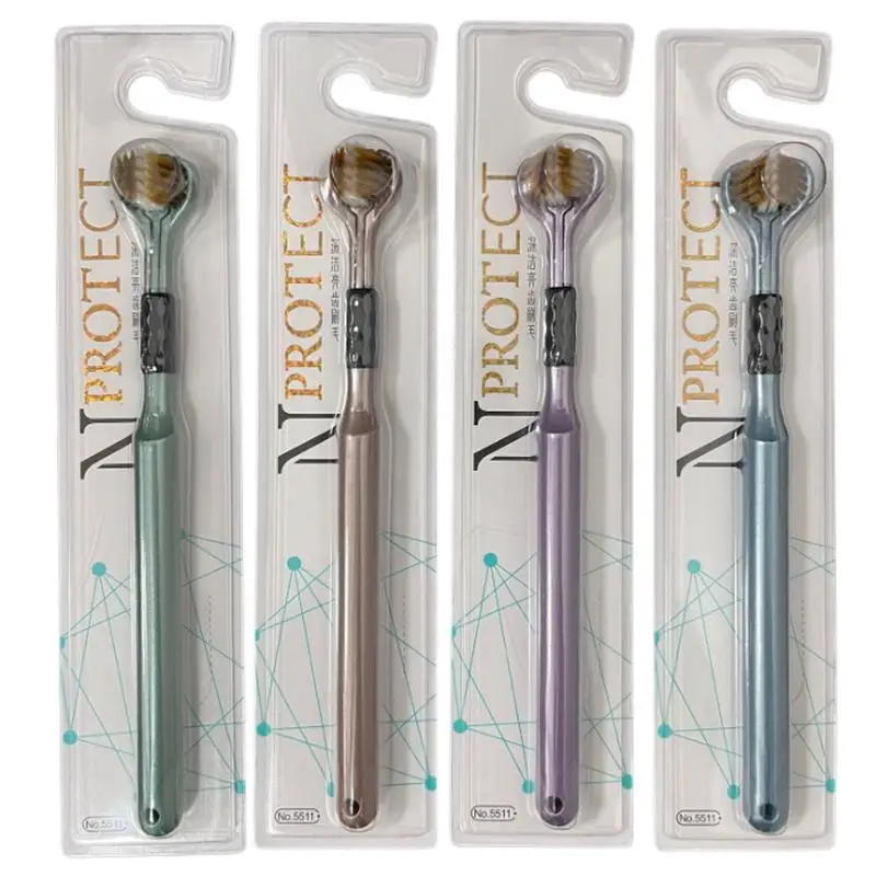 Трехсторонняя зубная щетка для взрослых с мягкой щетиной эргономичной ручкой