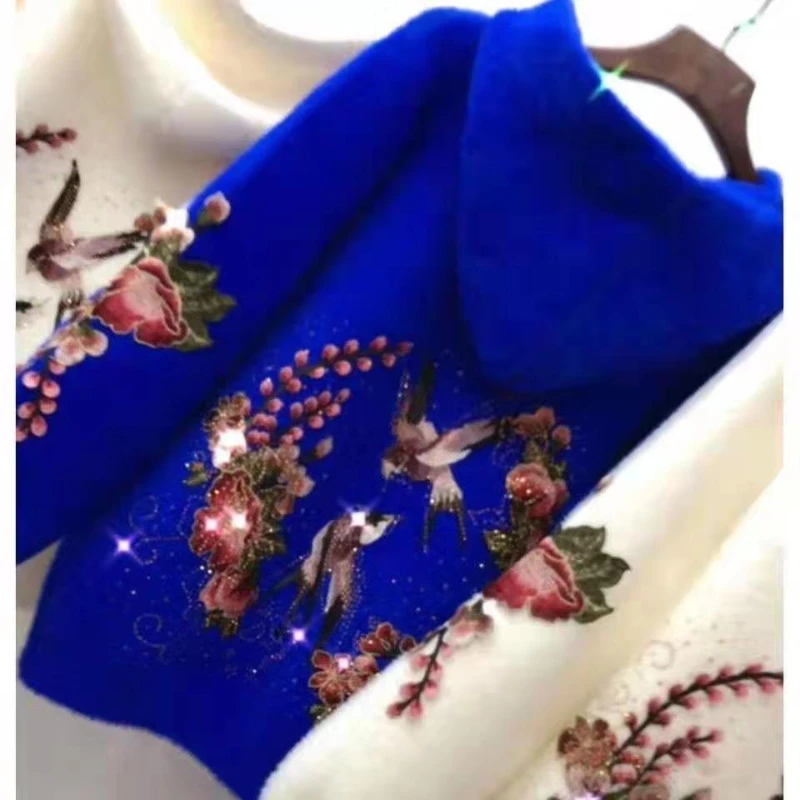 

Woman Newly Knitted Long Sleeve Cardigan Female Vintage Thick Sweaters Ladies Loose Twist Coats Print Streetwear Hooded G160