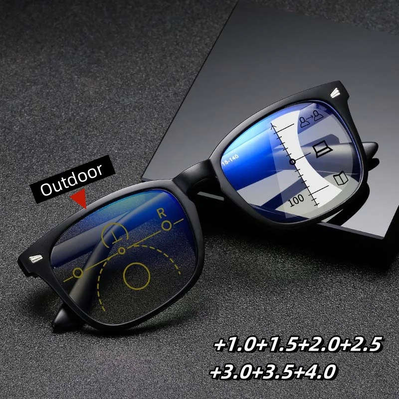 Intelligent Color Changing Near Far Sight Glasses High Definition Eye Protection Photochromic Goggle Uinsex Multifocal Eyeglass