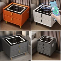 new bedside table multifunctional smart usb wireless charging bluetooth audio fingerprint solid wood bedside cabinet furniture