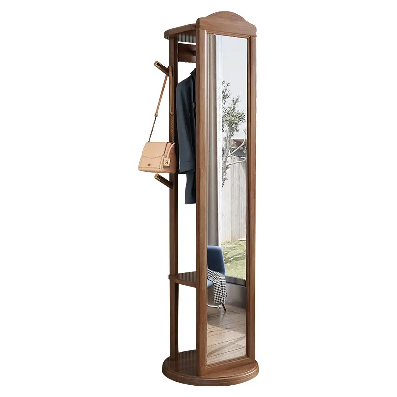 

Solid wood full-length mirror hanger floor-to-floor bedroom simple one household online celebrity rotatable fitting mirror coat