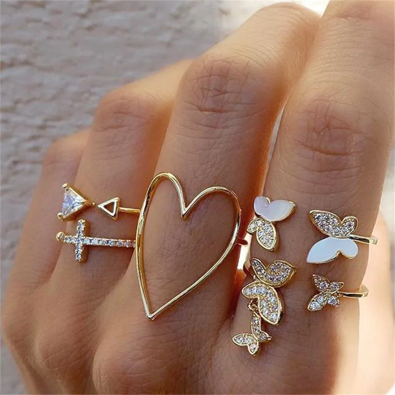 

2022 women ring set bague femme matching rings bohemian fashion jewelry schmuck finger accesorios mujer couple gift wholesale