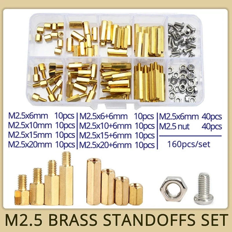 

M2 M2.5 M3 M4 Brass Hex Standoff Spacer Male Female Thread Pillar Screw Nut Mount PCB Motherboard Spacer Bolt Assortment Kit