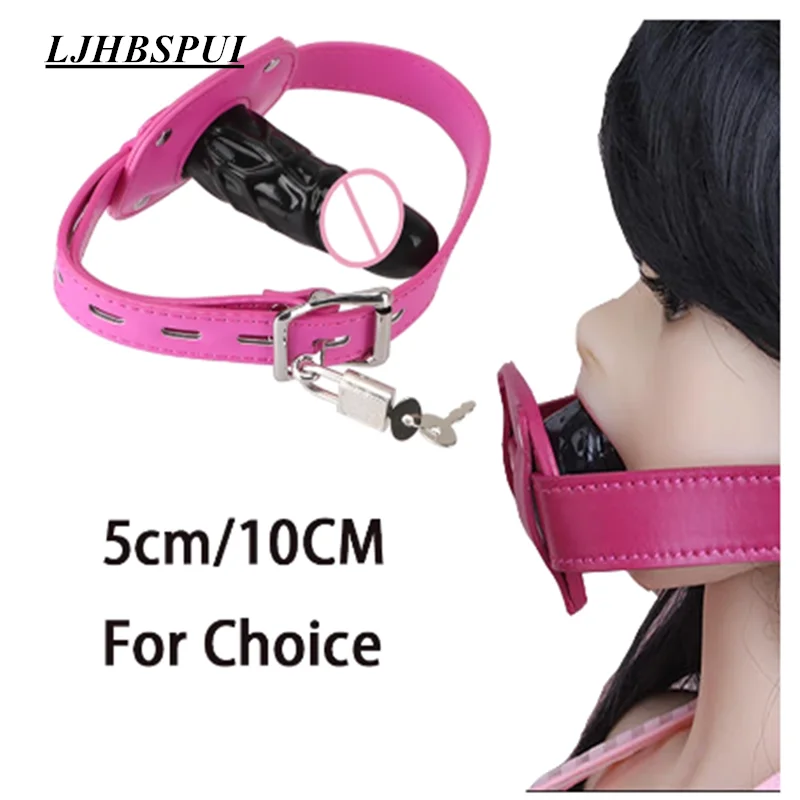 

Silicone Penis Plug Dildos Open Mouth Gag with Locking Buckles Leather Harness Bondage BDSM Sex Toys for Couple Adult Sex Game