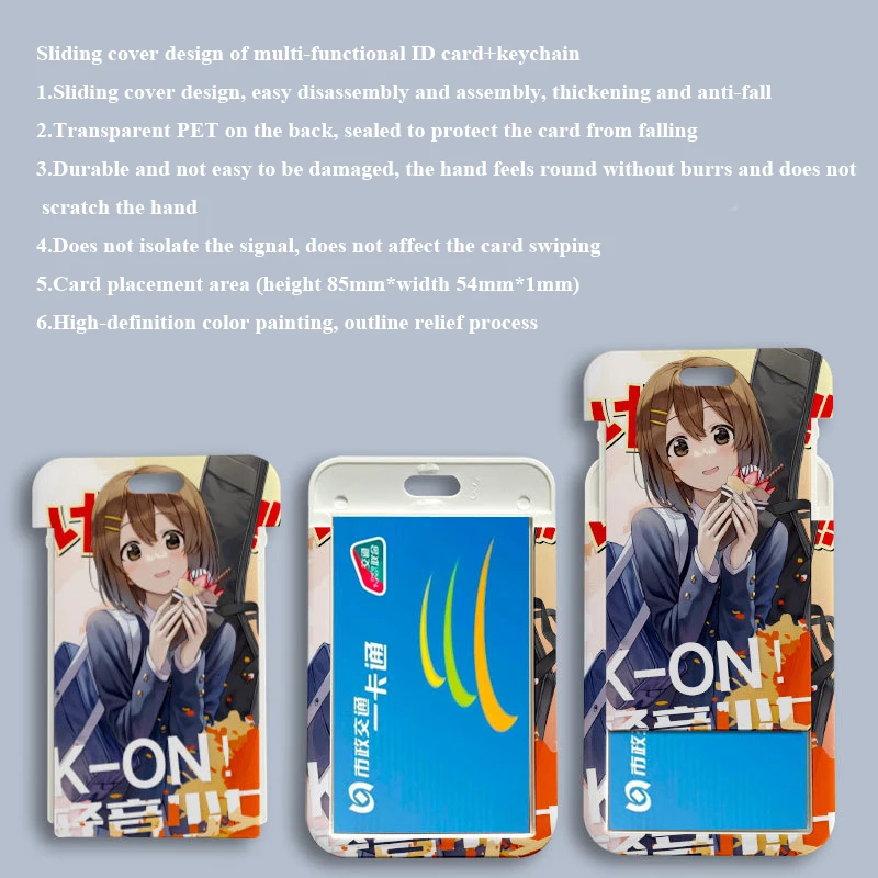 2023 New 110*70mm Japanese Anime K-ON Lanyard ID Card Badge Holder with Keychain Keyring Gift