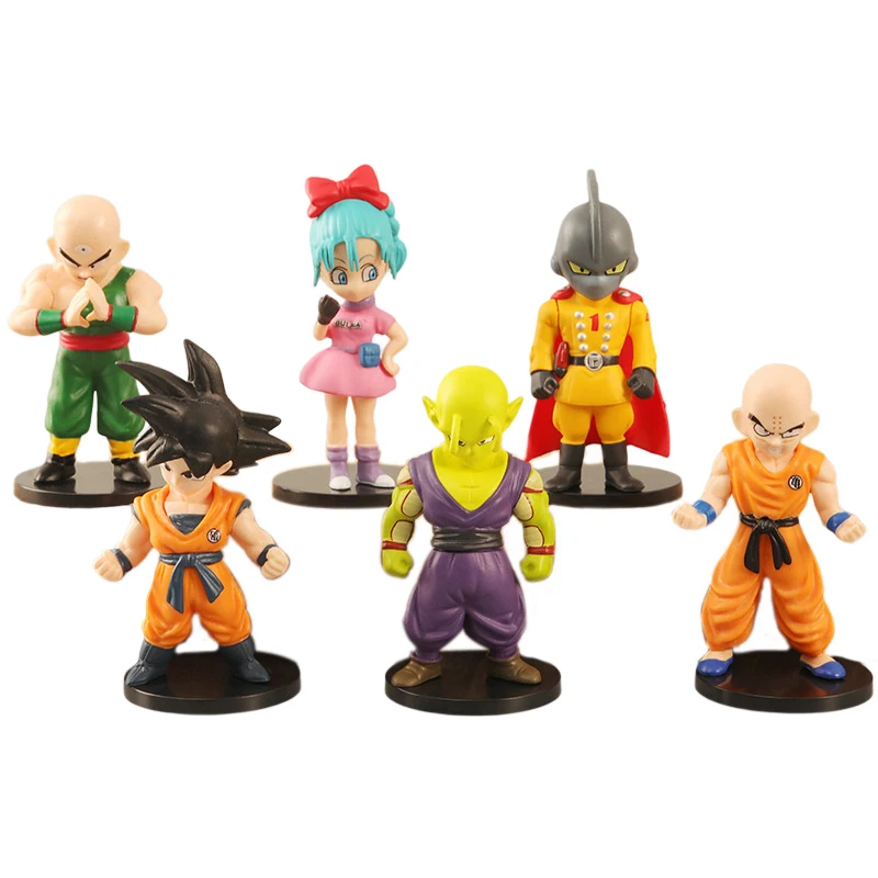 

6Pcs Anime Dragon Ball Figure Set Q Version Bulma Tien Shinhan Piccolo Actions Figures PVC Collectible Figurines Car Decorations