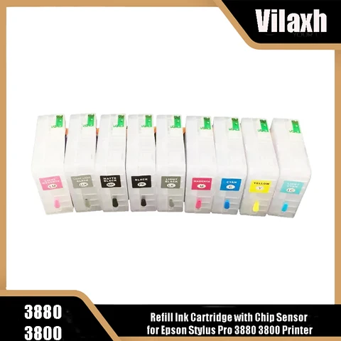 Vilaxh для Epson Stylus Pro 3800 3880 принтер многоразового использования чернильный картридж T5801 T5802 T5803 T5804 T5805 T5806 T5807 T5808 T5809