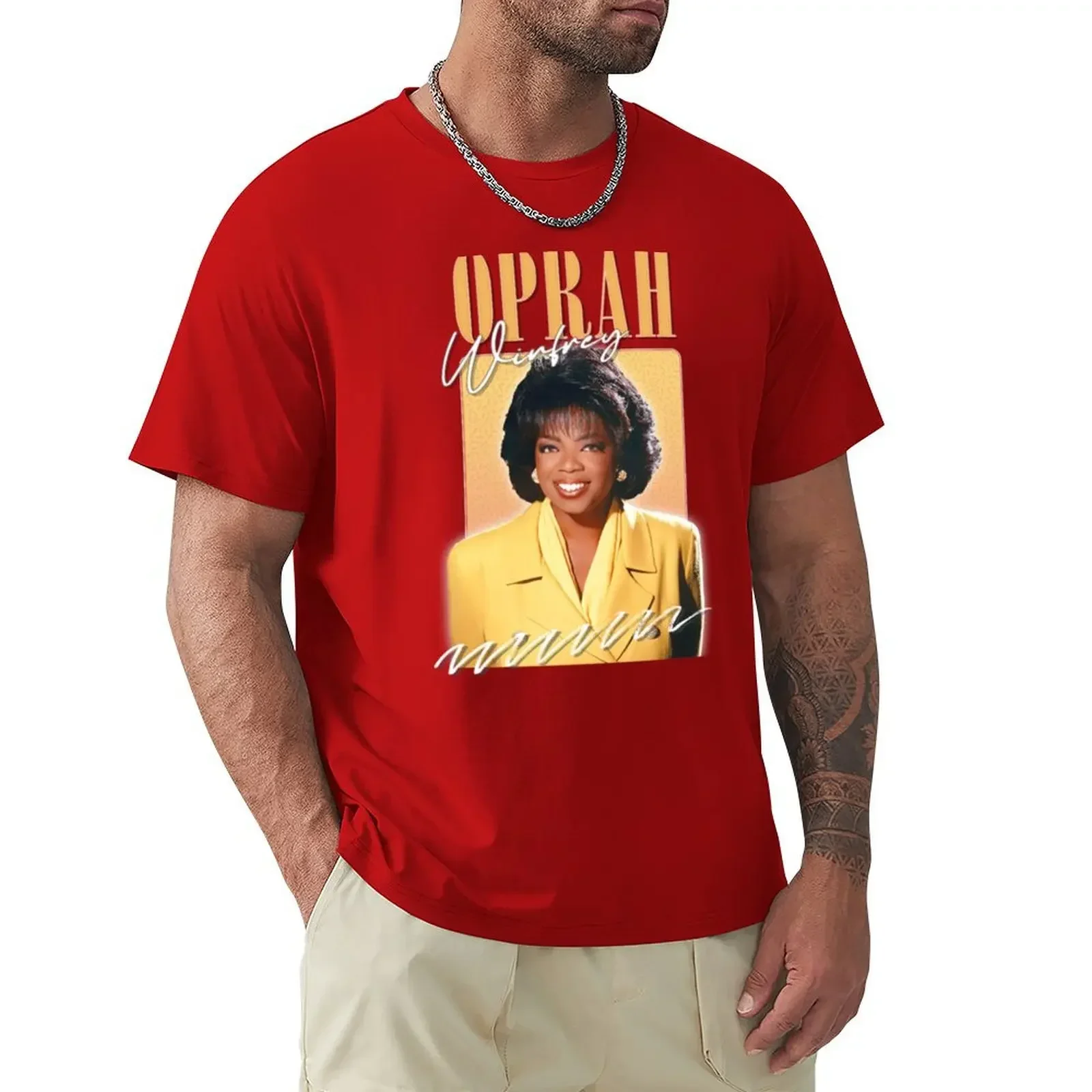 Oprah winфри футболка таможенная корейская мода Мужская искусственная винтажная