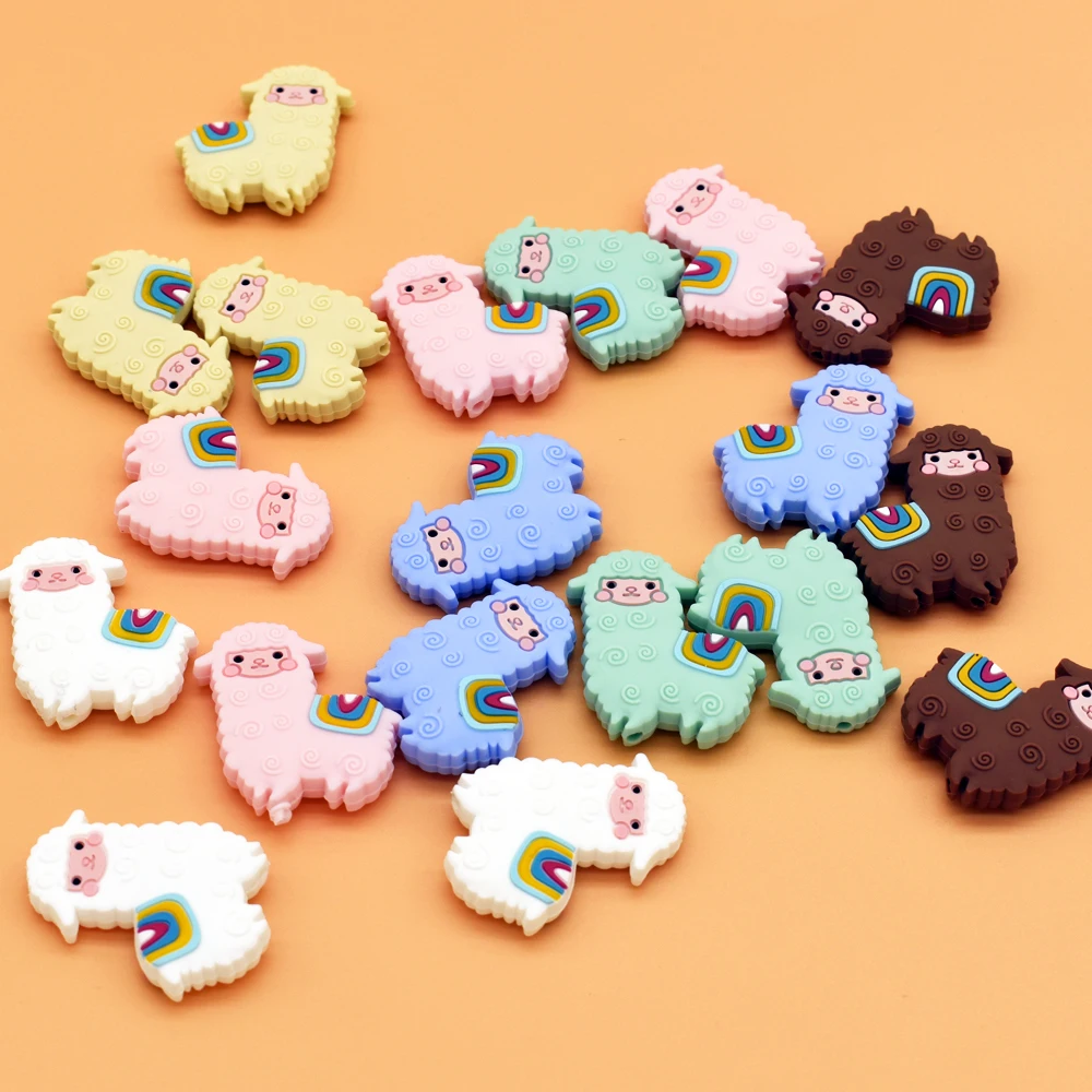 

10pcs Mini New Alpaca Baby Silicone Beads Food Grade Teether Baby Molar Toys DIY Pacifier Chain Necklace Accessories