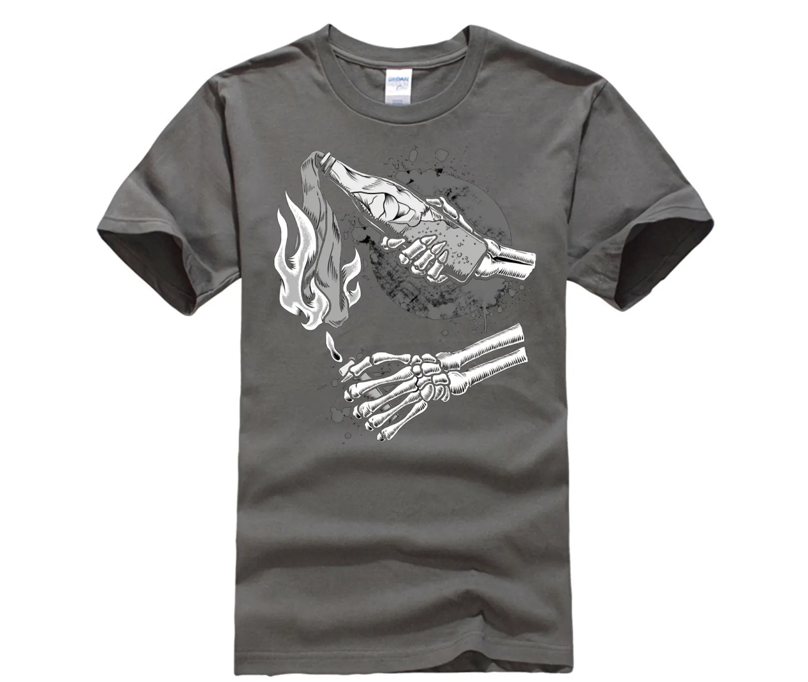 Модная креативная футболка с графическим рисунком принтом Молотова и коктейля