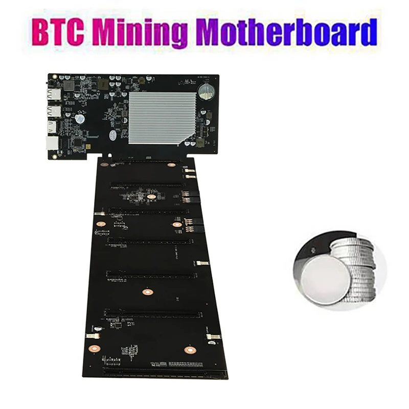 Оригинальная материнская плата для майнинга BTC 6 карт PCIE X16 графический слот 70 мм