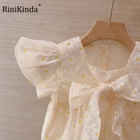 rinikinda o neck bodysuits fly sleeve summer clothing baby girl cotton soft romper girls jumpsuit cute bow infant clothes