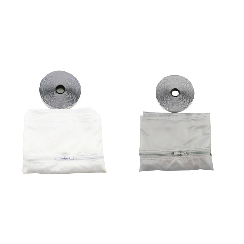 

White + Gray Waterproof Pu Coating 4M Mobile Air-Conditioning Window Sealing Strip Soft Cloth Sealing Baffle