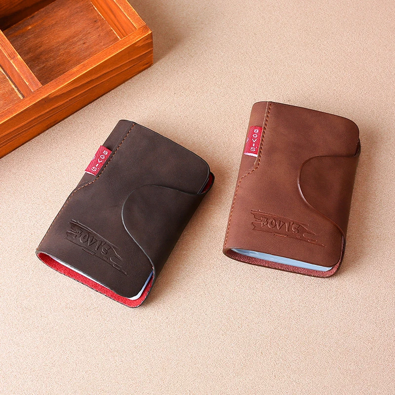 New Arrival Design Black PU Leather Business Card Holder Credit Brown Case Women Men Small Cards Organizer Wallet Porte Carte