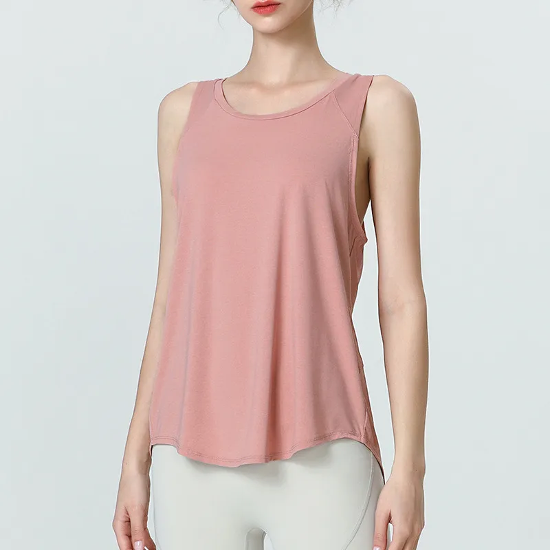 

Summer Sleeveless Sports Vest Female Open Hem Loose Running Training Tops Gym Quick-drying Blouse Sports T-shirt Yoga Tops